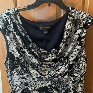 Connected Apparel, Size 14, Black, Taupe & Cream Cowl Neck Dress, Midi